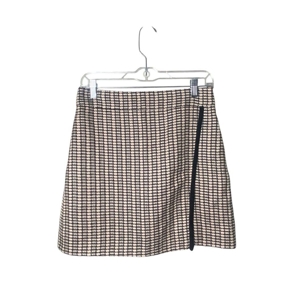 J.Crew Factory Pink & Black Plaid Faux Wrap Mini Skirt Women's Size 4